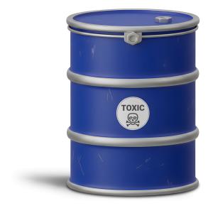 Download this Presentation Clipart featuring a toxic materials barrel for safety awareness.