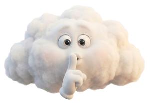 Download this Presentation Clipart featuring a cloud character symbolizing privacy and secrets.