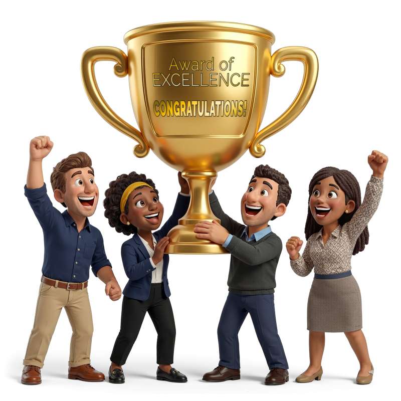 This Presentation Clipart shows a preview of Team Trophy Celebration Clipart - Customizable