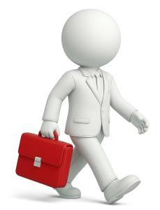 Download this Presentation Clipart featuring a business figure with a red briefcase.