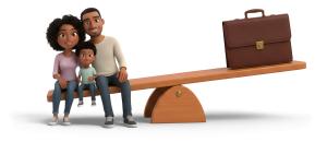 Download this Presentation Clipart illustrating family balance with work priorities.