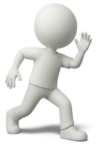 Download this Presentation Clipart to illustrate concepts of pause and reflection with a dynamic figure in motion.