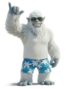 Download this Presentation Clipart featuring a yeti on vacation, perfect for fun and engaging visuals.