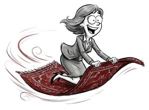 Download this Presentation Clipart featuring a magic carpet ride for creative business solutions.