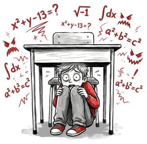 Download this Presentation Clipart depicting a child's fear of math in school.