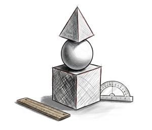 Download this Presentation Clipart featuring geometric shapes and school supplies for educational materials.