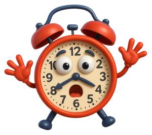 Download this Presentation Clipart featuring a whimsical alarm clock reminder.