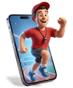 Download this Presentation Clipart featuring an energetic trainer motivating workouts.