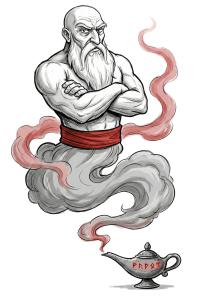 Download this Presentation Clipart featuring a genie and lamp illustration.