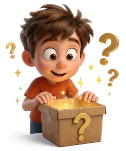 Download this Presentation Clipart featuring a character looking in a mystery box, symbolizing curiosity and discovery.