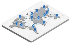 Download this Presentation Clipart showcasing global connections and logistics on a world map.