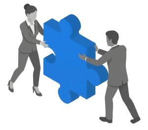 Download this Presentation Clipart to illustrate teamwork and collaboration with a large puzzle piece.