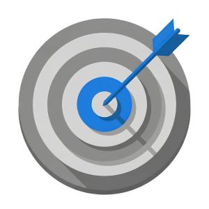 Download this Presentation Clipart featuring a bullseye target and arrow, perfect for illustrating success and precision.