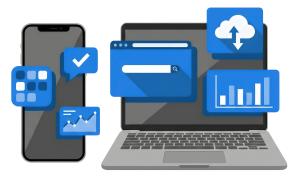 Download this Presentation Clipart to illustrate device tech integration and productivity in your projects.