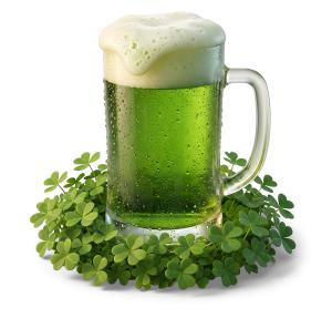 Download this Presentation Clipart featuring green beer in shamrocks for festive St. Patrick's Day themes.