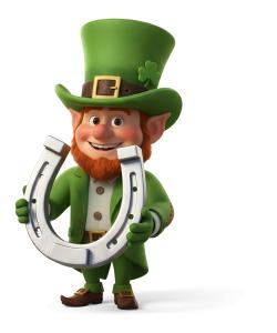 Download this Presentation Clipart for St. Patrick's Day featuring a lucky leprechaun and horseshoe.