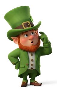 Download this Presentation Clipart featuring a surprised leprechaun celebrating St. Patrick's Day.