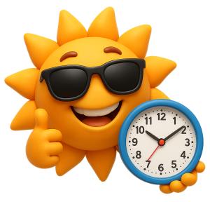 Download this cheerful sun clock Presentation Clipart.