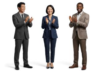 Download this Presentation Clipart to showcase a business team celebrating success with clapping visuals.