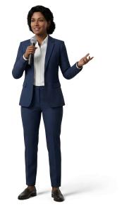 Download this Presentation Clipart of a businesswoman giving a speech.