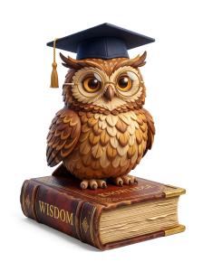 Download this Presentation Clipart featuring an owl symbolizing knowledge and wisdom for educational themes.