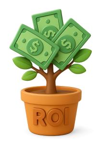 Download this Presentation Clipart featuring a cash tree symbolizing financial growth and ROI.