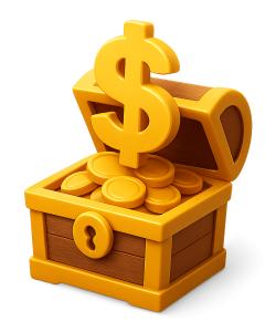 Download this Presentation Clipart featuring a treasure chest with a dollar sign for financial themes.