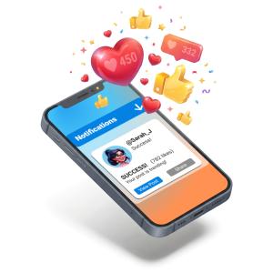 Download this Presentation Clipart featuring a vibrant phone with social media notifications.