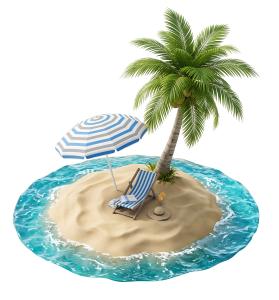 Download this Presentation Clipart featuring a serene beach island getaway for presentation and designs about vacation and travel.