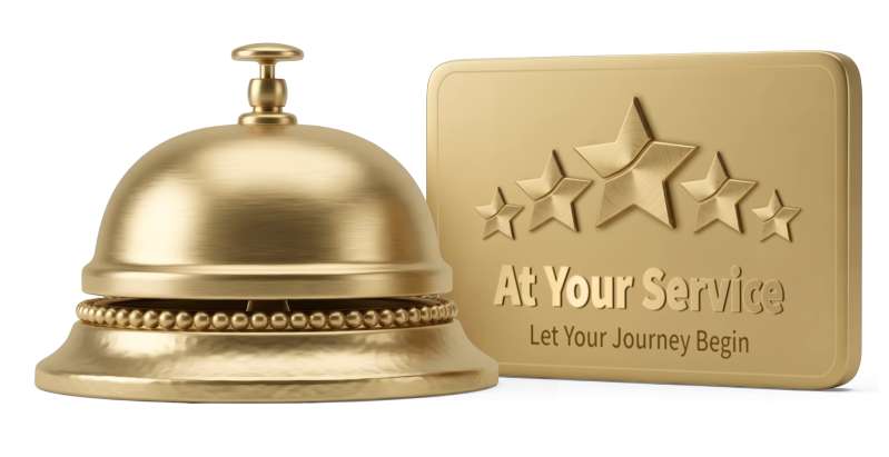 This Presentation Clipart shows a preview of Gold Service Bell And Card