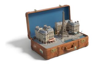 Download this Presentation Clipart featuring a suitcase with a Paris scene.