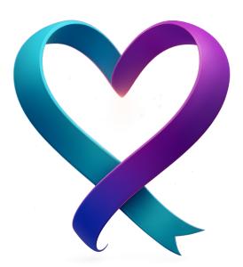 Download this Presentation Clipart featuring a heart-shaped ribbon symbolizing love and support.