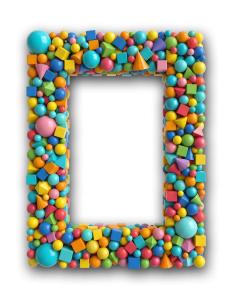 Download this Presentation Clipart featuring a colorful geometric shapes picture frame.
