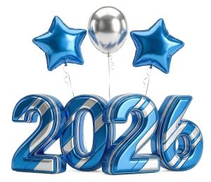 Download this Presentation Clipart featuring 2026 celebration balloons for festive visuals.