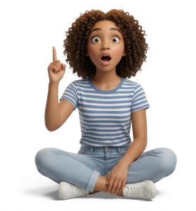 Download this Presentation Clipart featuring a surprised girl with an idea.
