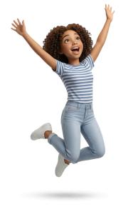 Download this Presentation Clipart to illustrate joy and celebration with a joyful girl jumping in excitement.