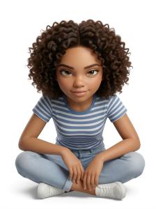 Download this Presentation Clipart featuring a girl with intense focus, perfect for educational themes.