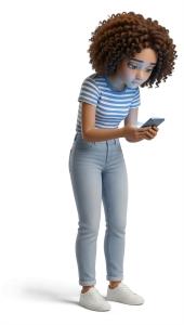 Download this Presentation Clipart featuring a girl zoned out by her phone.