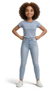 Download this Presentation Clipart featuring a confident girl character standing proud.