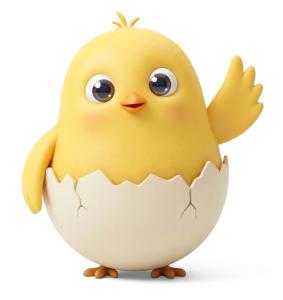 Download this Presentation Clipart featuring a cute chick in an egg greeting, perfect for themes of new beginnings.