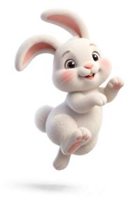 Download this Presentation Clipart featuring a happy bunny leaping joyfully, perfect for Easter-themed projects.