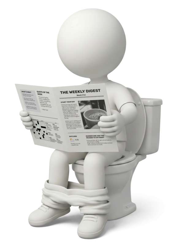 This Presentation Clipart shows a preview of Figure Reading On Toilet - Customizable