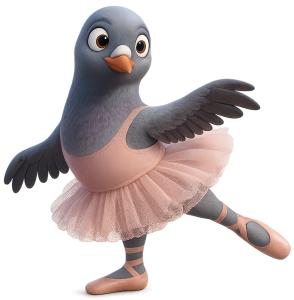 Download this Presentation Clipart of a graceful ballet pigeon in a tutu, perfect for creative projects.