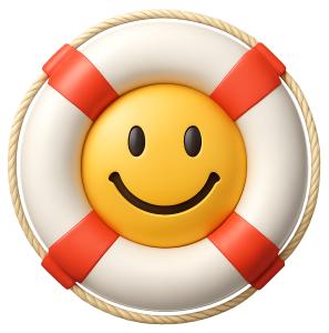 Download this Presentation Clipart featuring a lifebuoy with a smiley face symbolizing safety and positivity.