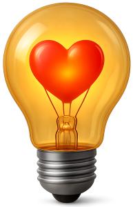 Download this Presentation Clipart featuring a heart inside a light bulb symbolizing hope and creativity.