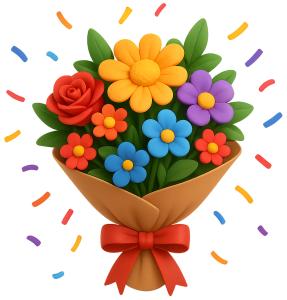 Download this Presentation Clipart featuring a colorful bouquet celebrating achievements.