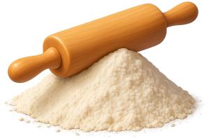 Download this Presentation Clipart featuring flour and a rolling pin for baking visuals.