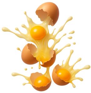 Download this Presentation Clipart featuring dynamic eggs cracking open with vibrant yolks spilling out.