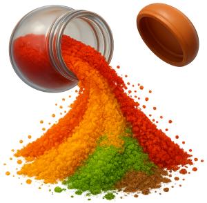 Download this Presentation Clipart featuring bright colorful spices for your culinary-themed projects.