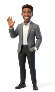 Download this Presentation Clipart featuring a friendly character waving.